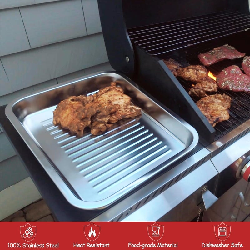 Geesta Grilling Prep and Serve Tays, Stainless Steel Large Capacity Food Prep Tray, Grill Carry System, Marinade Container with Lid and Cutting Board,BBQ Grill Accessories, Grilling Gifts for Men - Image 4